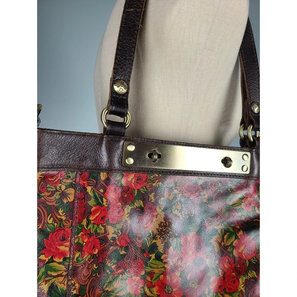 Patricia Nash Golden Rustic Forest Poppy Tote Purse Italian Leather Euro Summer